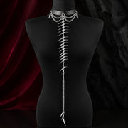 CHICCHOK "Spinal Echo" Genuine Leather Choker | Gothic Spine Bone Back Chain & Y-Necklace | Dark Cyberpunk Subculture Jewelry