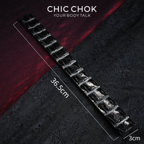 CHICCHOK Obsidian Spine Genuine Crocodile Leather Paddle | Luxury Exotic Crocodile Skin Spanker | Dark Erotica Gothic Fetish Bondage Toy