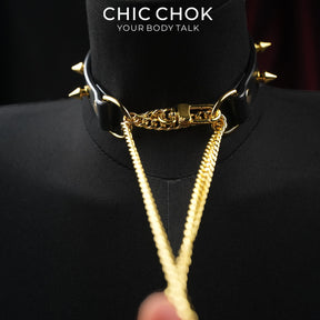 CHICCHOK [Sin aliento con puntas] Gargantilla negra con puntas Elegante gargantilla con puntas