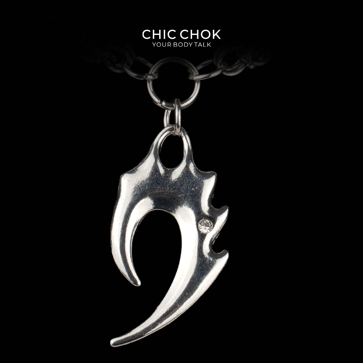 CHICCHOK Riven Wind Claw Necklace | Stainless Steel Spike Chainmail Collar | Cyberpunk Neo-Tribal Hook Pendant Grunge Jewelry