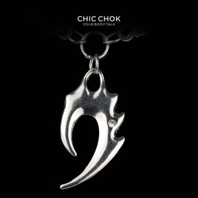 CHICCHOK Riven Wind Claw Necklace | Stainless Steel Spike Chainmail Collar | Cyberpunk Neo-Tribal Hook Pendant Grunge Jewelry