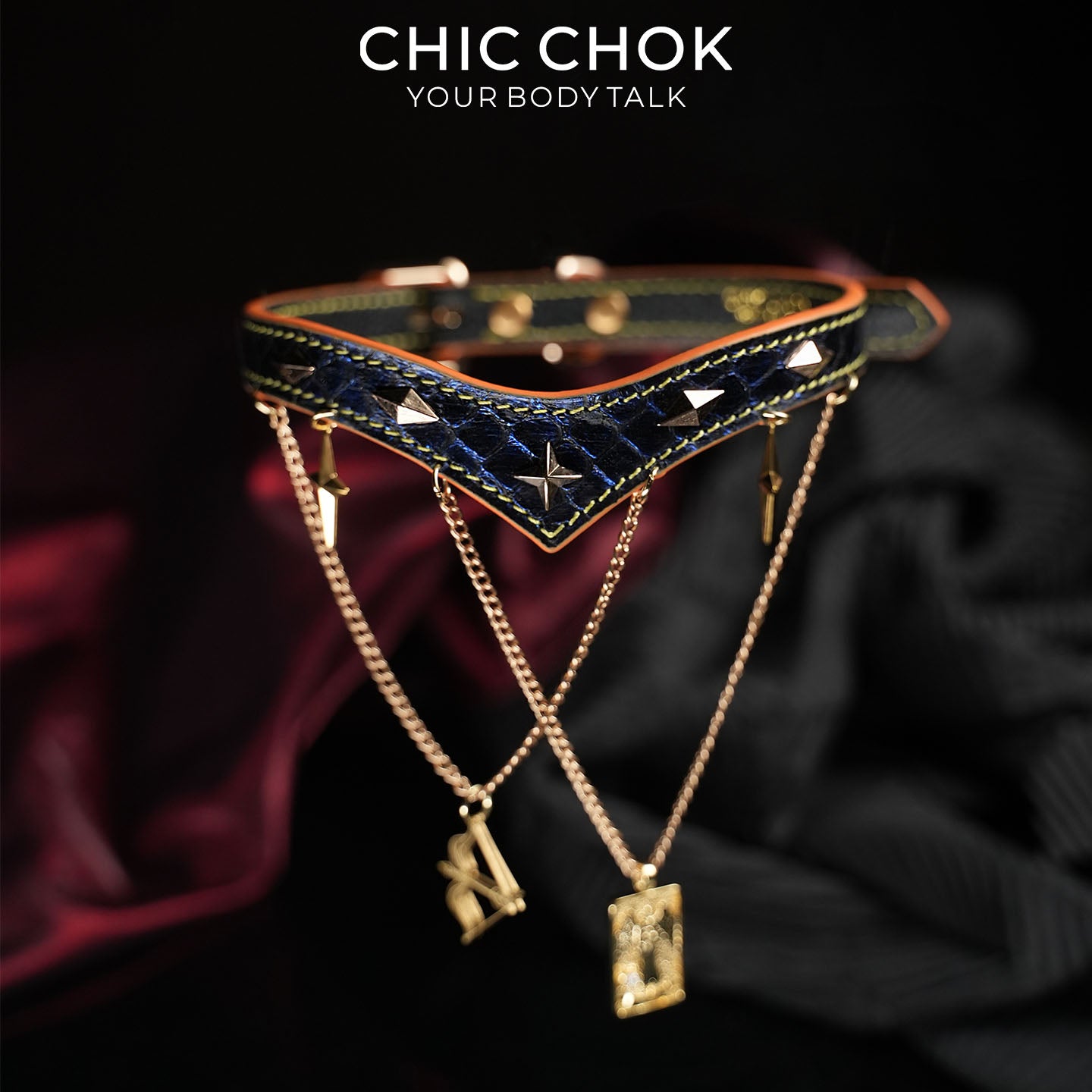 CHICCHOK Astral Sequence Zodiac Choker Collection | Custom Genuine Cowhide & Snakeskin Collar | 12 Astrology Tarot Heavy Metal Neckwear