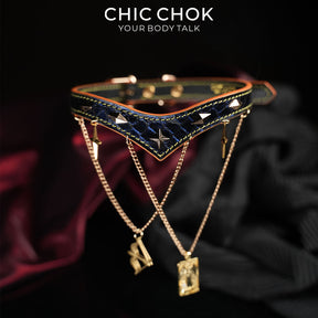 CHICCHOK Astral Sequence Zodiac Choker Collection | Custom Genuine Cowhide & Snakeskin Collar | 12 Astrology Tarot Heavy Metal Neckwear