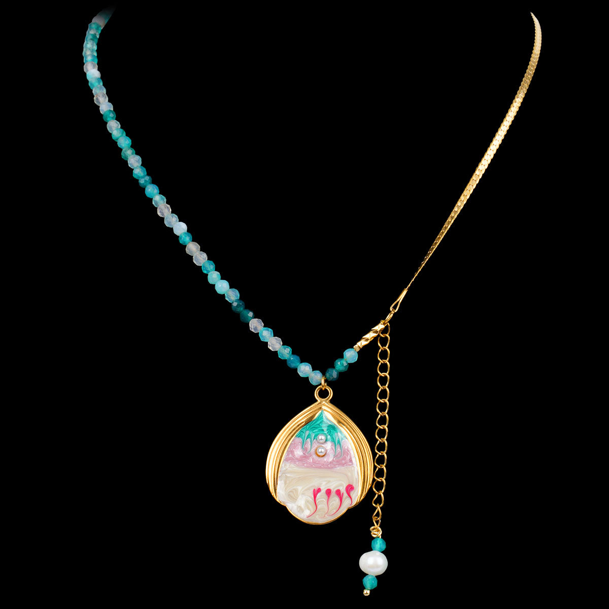 CHICCHOK Bohemian Enamel Ocean Beaded Necklace & Bracelet Set | Asymmetric Star Moon Pendant | Summer Beach Resort Y2K Jewelry