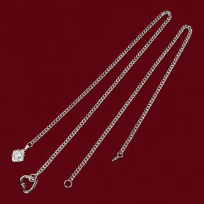 CHICCHOK Golden Silence | Layered Titanium Steel Y-Necklace | Red Crystal Heart Pendant