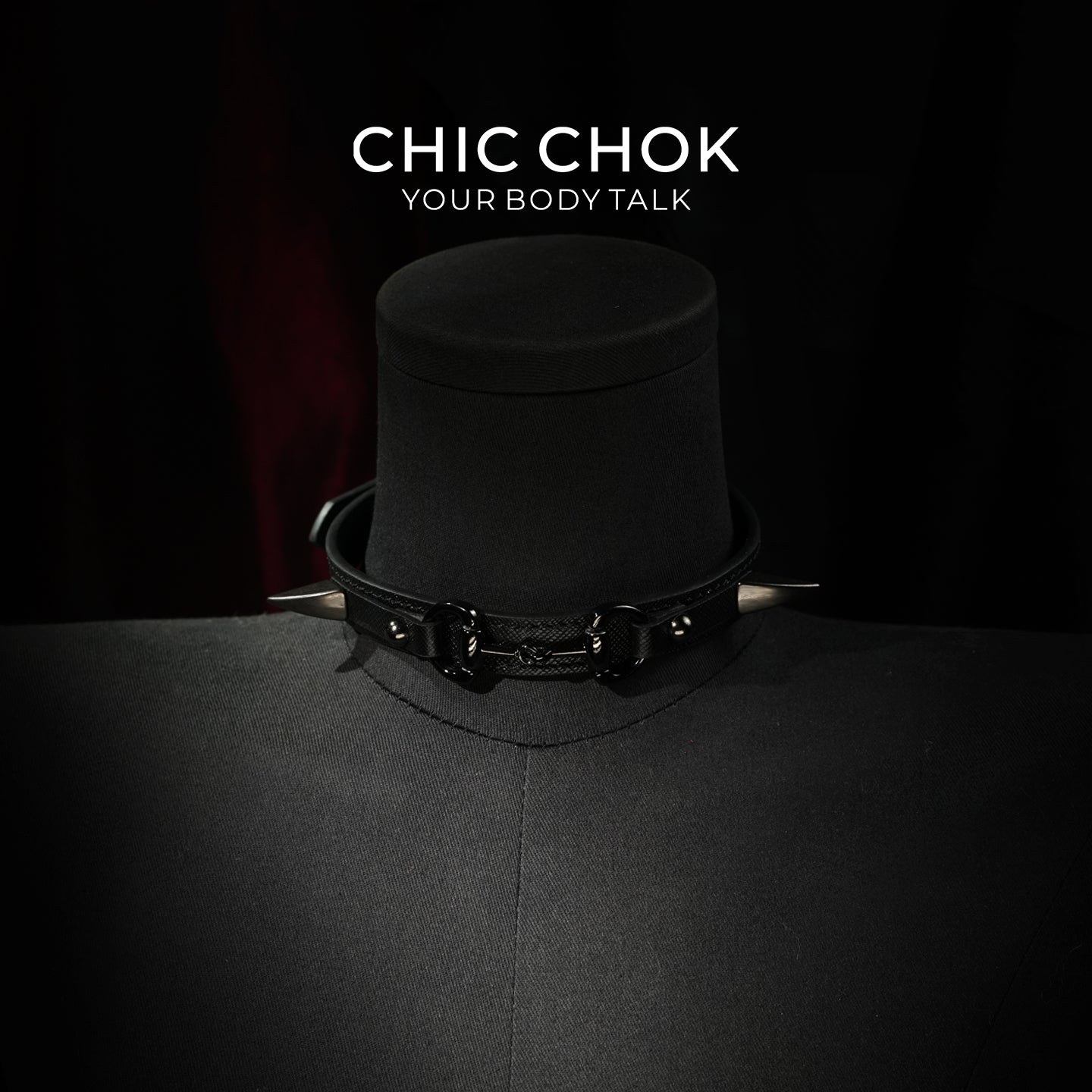 CHIC CHOK Spiked Ring Hardware Vegan Leather Choker – Edgy Goth Punk Industrial Statement Accessory