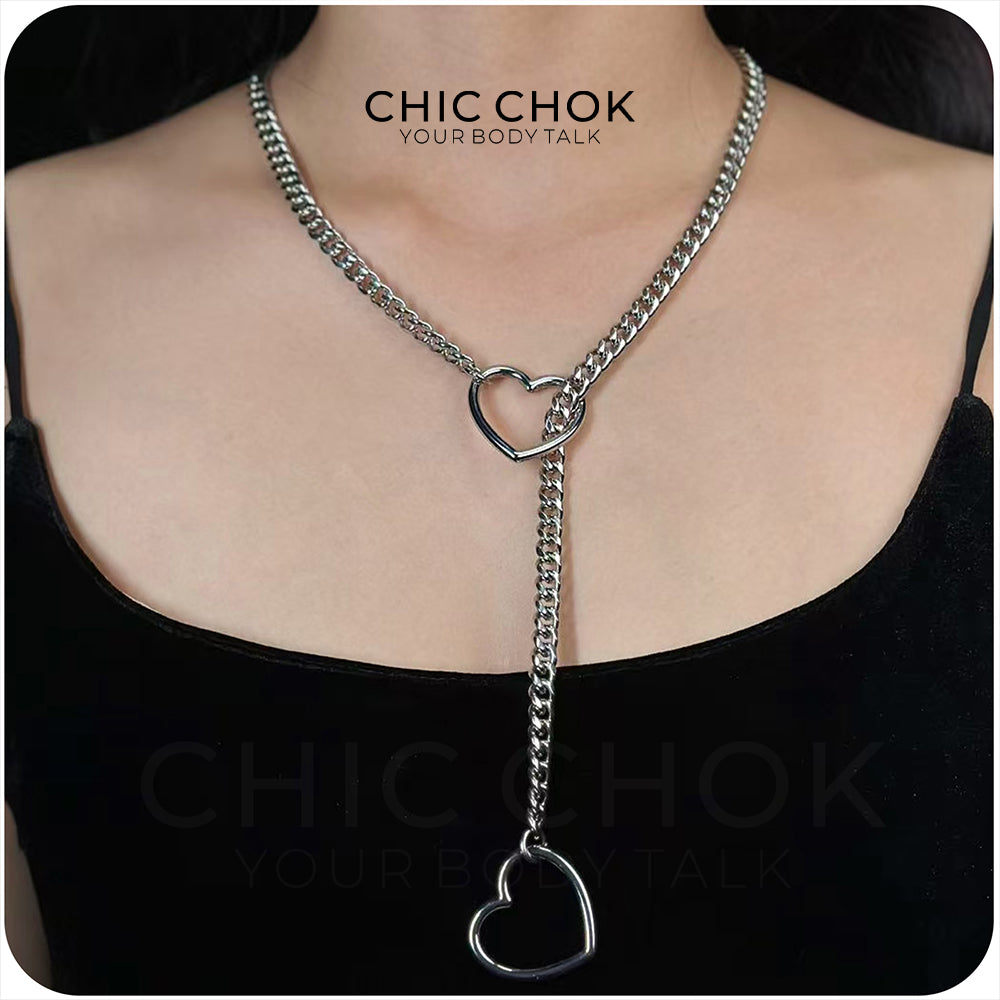 CHICCHOK [MeowChain] Heart O-ring Cuban chain necklace