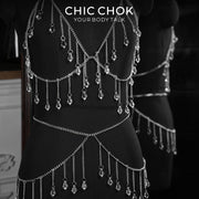 CHICCHOK Tears of the Siren | Silver Crystal Body Chain Set | Layered Harness & Waist Jewelry