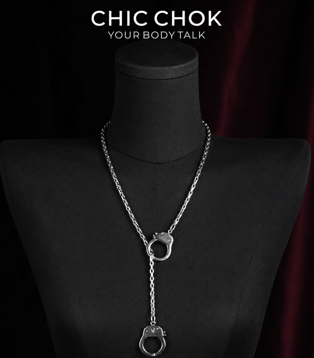 CHICCHOK Unbound Dual Rings Handcuff Necklace | Detachable Stainless Steel Double Layer Choker | Subversive Y2K Industrial Punk Multi-Wear Y-Lariat Chain Jewelry for Sensitive Skin