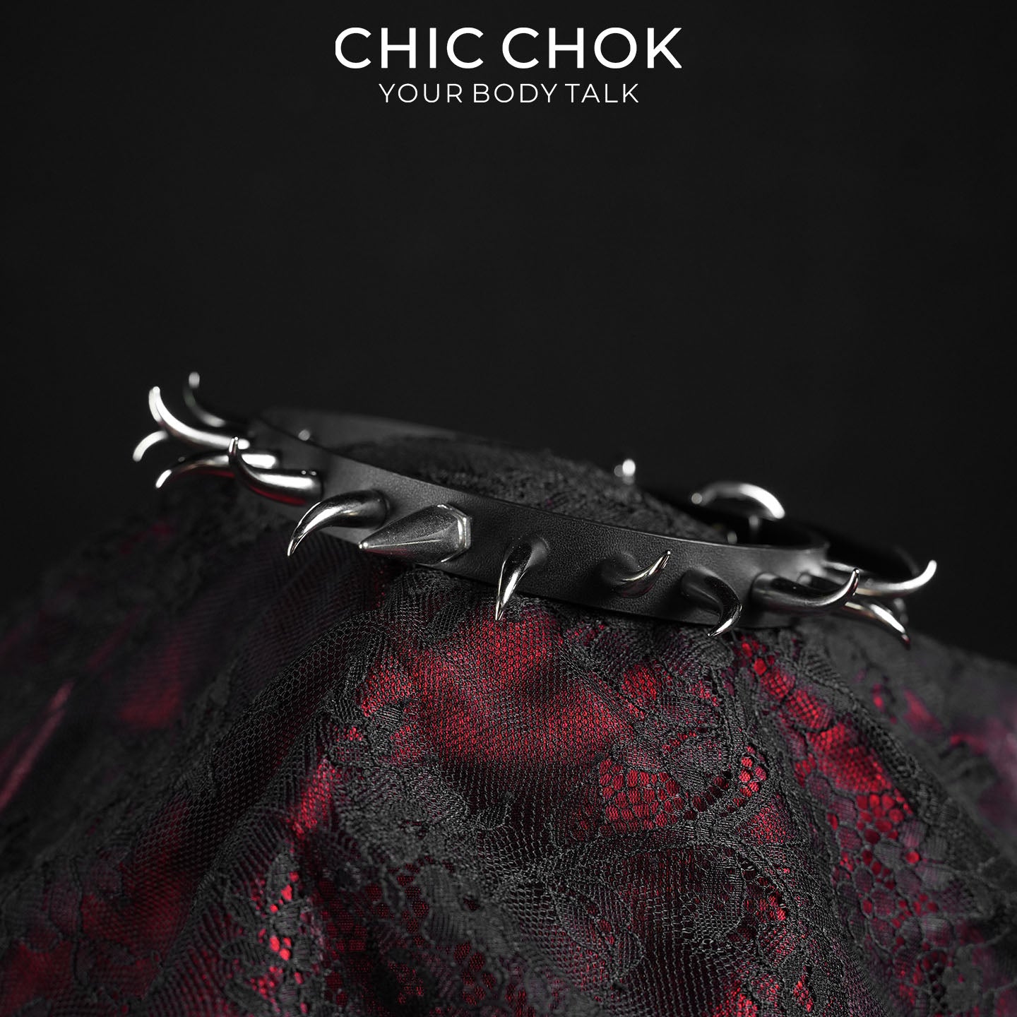 CHICCHOK Thorn Wasteland Genuine Leather Choker | Gothic Punk Rock Asymmetric Spike Collar | Luxury Heavy Metal Motorcycle Biker Subversive Jewelry