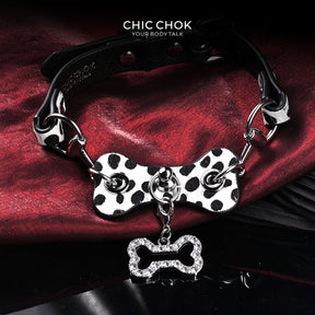 CHICCHOK [Spotty Pup] - Choker Fashion Adjustable Bulu Kuda Klasik Bintik Hitam