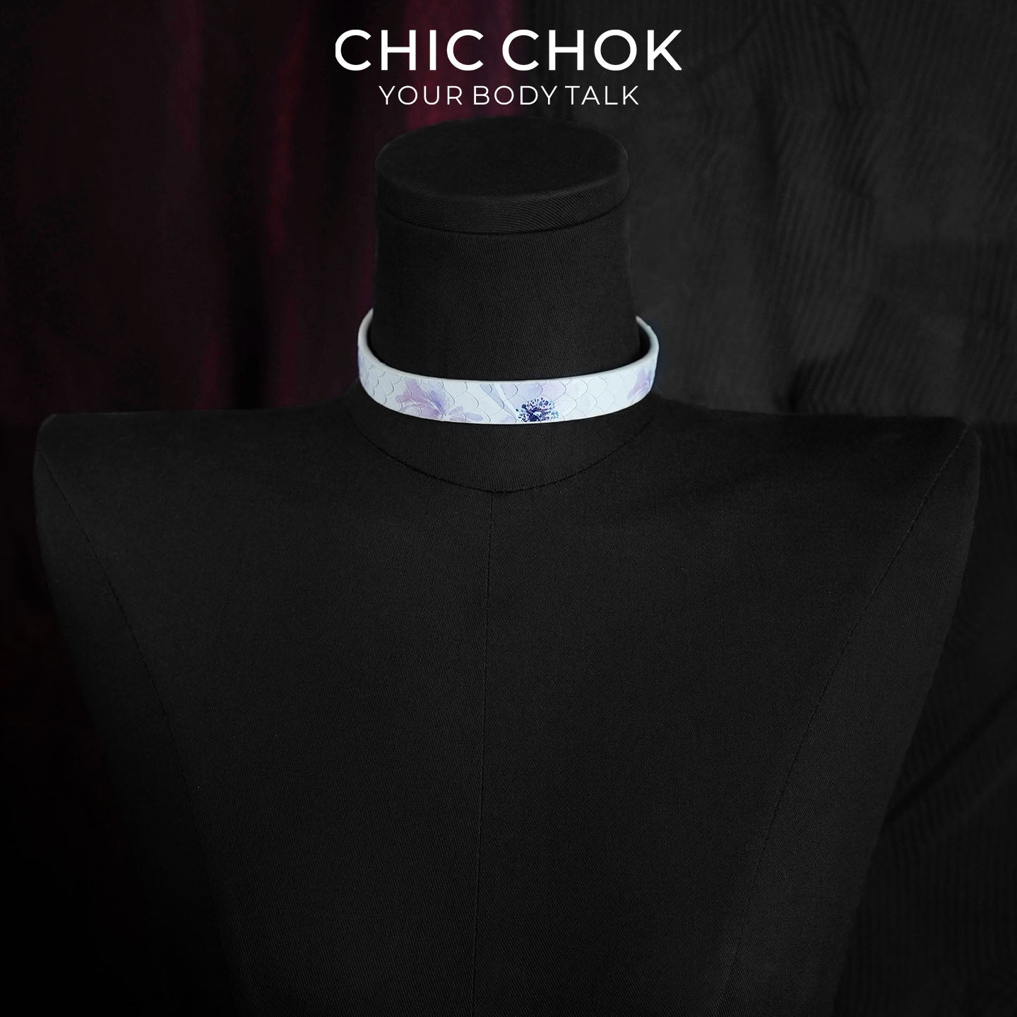 CHICCHOK Crimson Thorn Vine Genuine Leather Choker | Gothic Retro Red & Black Patterned Collar | Luxury Minimalist Cyber Goth Plain Band