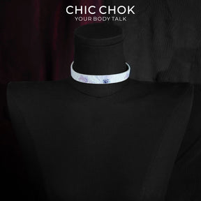 CHICCHOK Crimson Thorn Vine Genuine Leather Choker | Gothic Retro Red & Black Patterned Collar | Luxury Minimalist Cyber Goth Plain Band