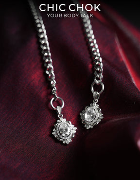 CHICCHOK Twin Astral Crystals Stainless Steel Necklace | Gothic Cyberpunk Industrial Chain Pendant | Luxury Y2K Fairy Grunge Hypoallergenic Jewelry