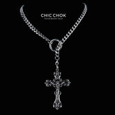 CHICCHOK "Dark Devotion" Titanium Steel Y-Necklace | Gothic Cross Pendant Collection | Dark Streetwear Subculture Jewelry