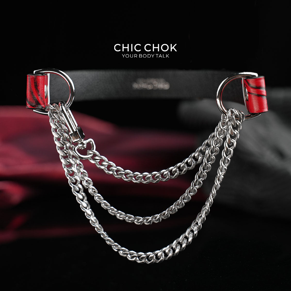 CHICCHOK [Breathless] Pulling Fashion and Fun Choker(Black and Red Pattern)
