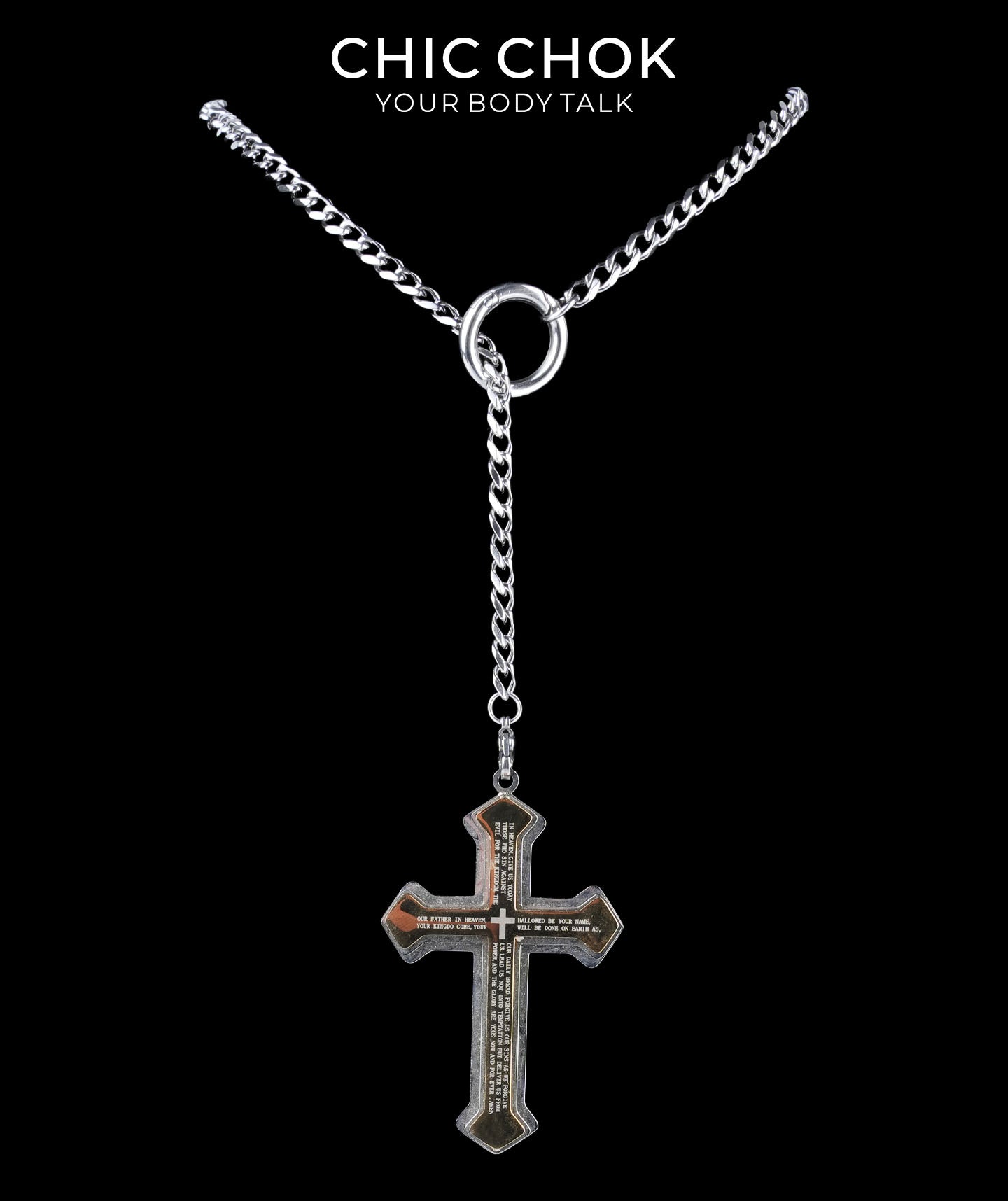 CHICCHOK "Dark Devotion" Titanium Steel Y-Necklace | Gothic Cross Pendant Collection | Dark Streetwear Subculture Jewelry