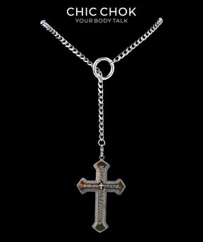 CHICCHOK "Dark Devotion" Titanium Steel Y-Necklace | Gothic Cross Pendant Collection | Dark Streetwear Subculture Jewelry