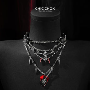 CHICCHOK Crimson Requiem: Choker Festival Heavy Metal dengan Charm Gitar & Tengkorak
