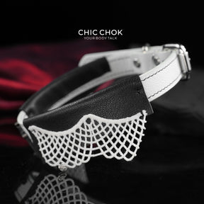 CHICCHOK "Clerical Precept" Hand-Stitched Leather Choker | Gothic Nun Cross Collar | Dark Ascetic Subculture Neckwear