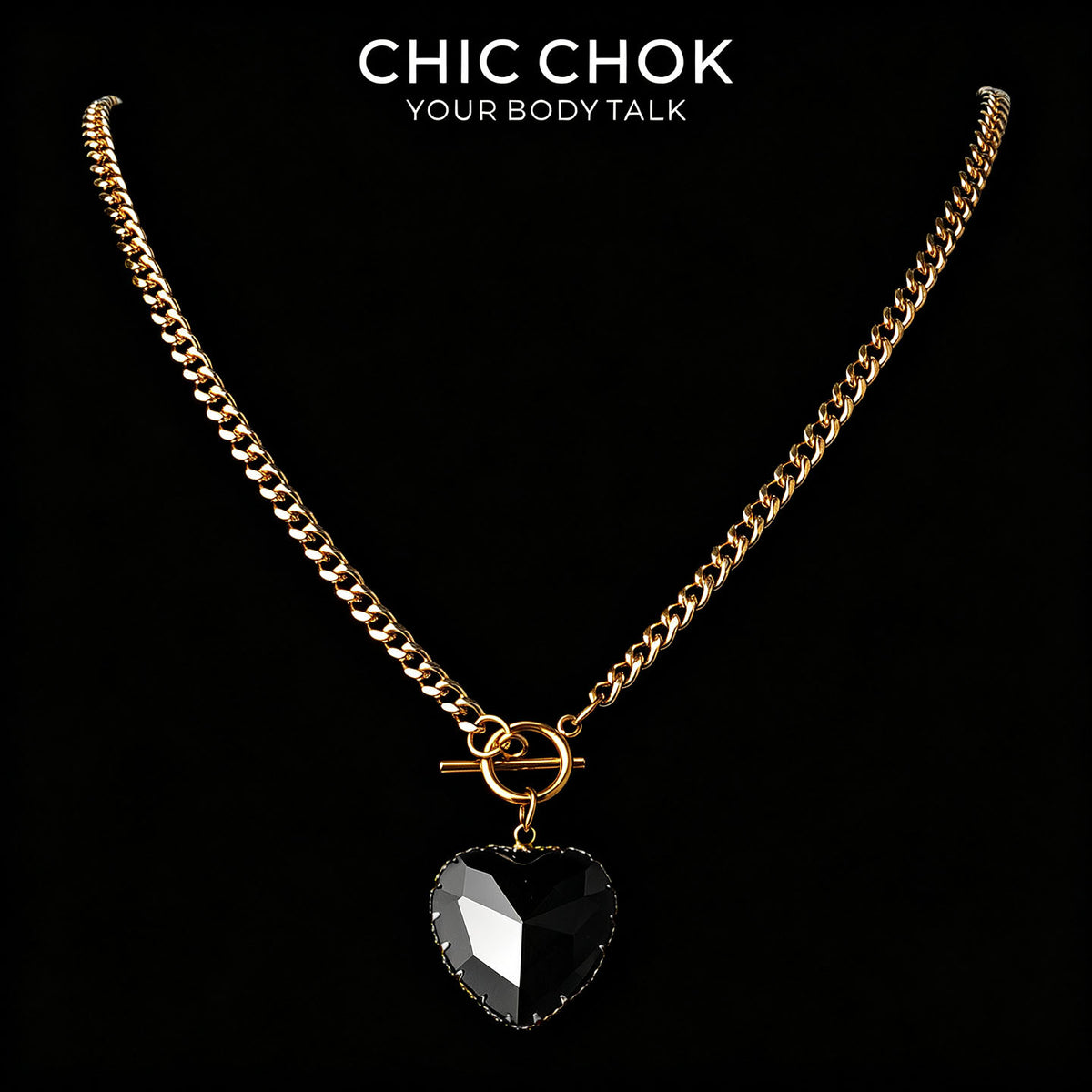 CHICCHOK Crimson Heart Y-Lariat Necklace | Gold Stainless Steel OT Toggle Chain | Dark Coquette Faceted Resin Heart Pendant Jewelry