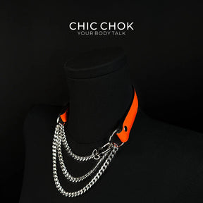 CHICCHOK [Breathless] Collier ras-de-cou à tirer, mode et ludique (orange)