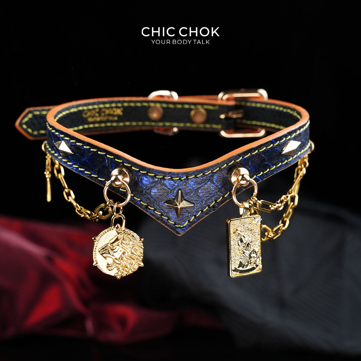 CHICCHOK Astral Sequence Zodiac Choker Collection | Custom Genuine Cowhide & Snakeskin Collar | 12 Astrology Tarot Heavy Metal Neckwear