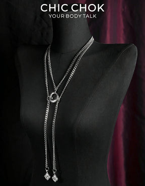 CHICCHOK Twin Astral Crystals Stainless Steel Necklace | Gothic Cyberpunk Industrial Chain Pendant | Luxury Y2K Fairy Grunge Hypoallergenic Jewelry