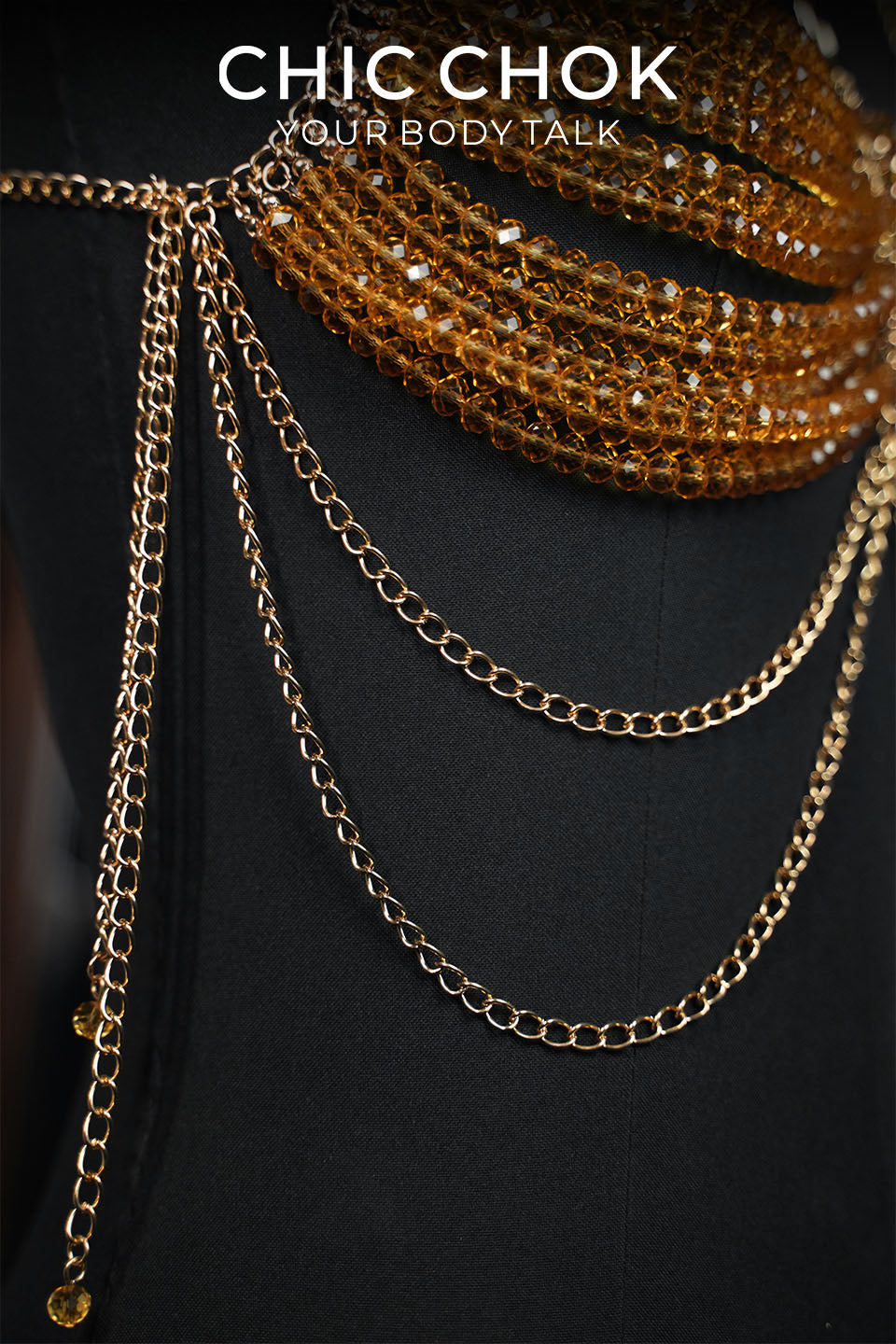 CHICCHOK Gypsy Kiss | Rote Kristall-Bralette-Body-Chain | Geschichtetes goldenes Boho-Harness