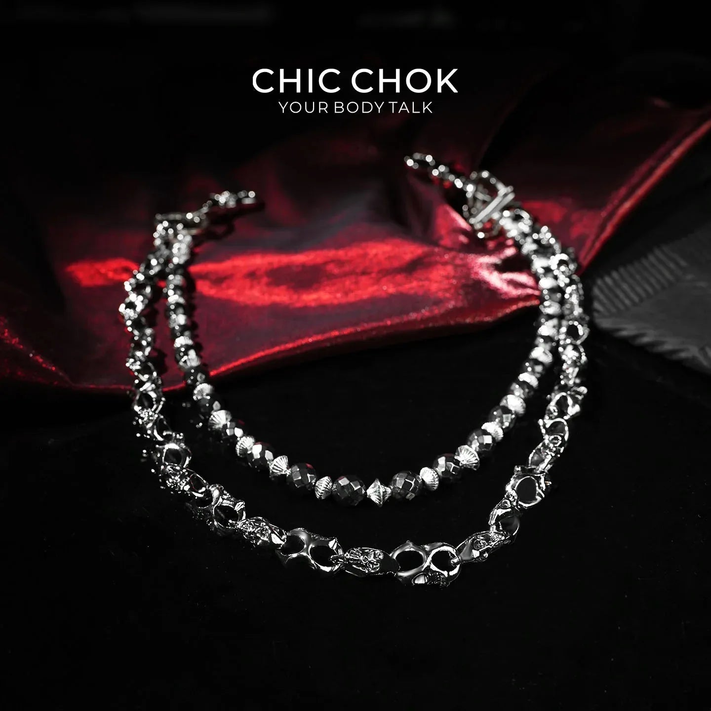 [Rebellious Baroque] Alien Pearl Double-Layer Trouser Chain - CHICCHOK - pants chain