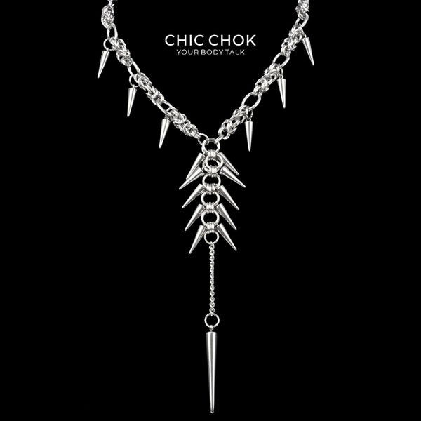CHICCHOK Midnight Fangs Stainless Steel Necklace | Handcrafted Byzanti