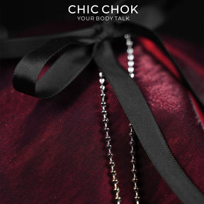 CHICCHOK Satin Shadow Genuine Leather Choker | Gothic Ribbon Bowknot Necklace | Balletcore Quiet Luxury Black Silk Tassel Collar Alternative Jewelry