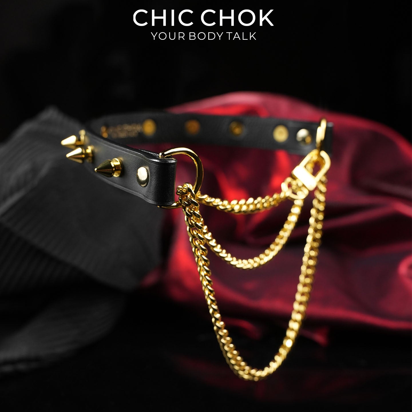 CHICCHOK [Spiked Breathless] Black Choker With Spikes Stylish Pulling Choker Necklace Spikes