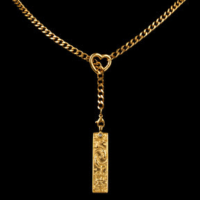 CHICCHOK Whispers of the Corona | Customized Tarot Major Arcana Y-Chain for the 12 Zodiac Signs | Heart-Shaped Clasp Vintage Gold Necklace | Dark Occult High-Street Accessories