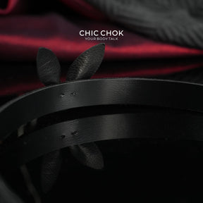 CHICCHOK Abyssal Phantom Rabbit Choker | Genuine Cowhide & Snakeskin Leather Collar | Iridescent Gothic Bunny Cyberpunk Neckwear