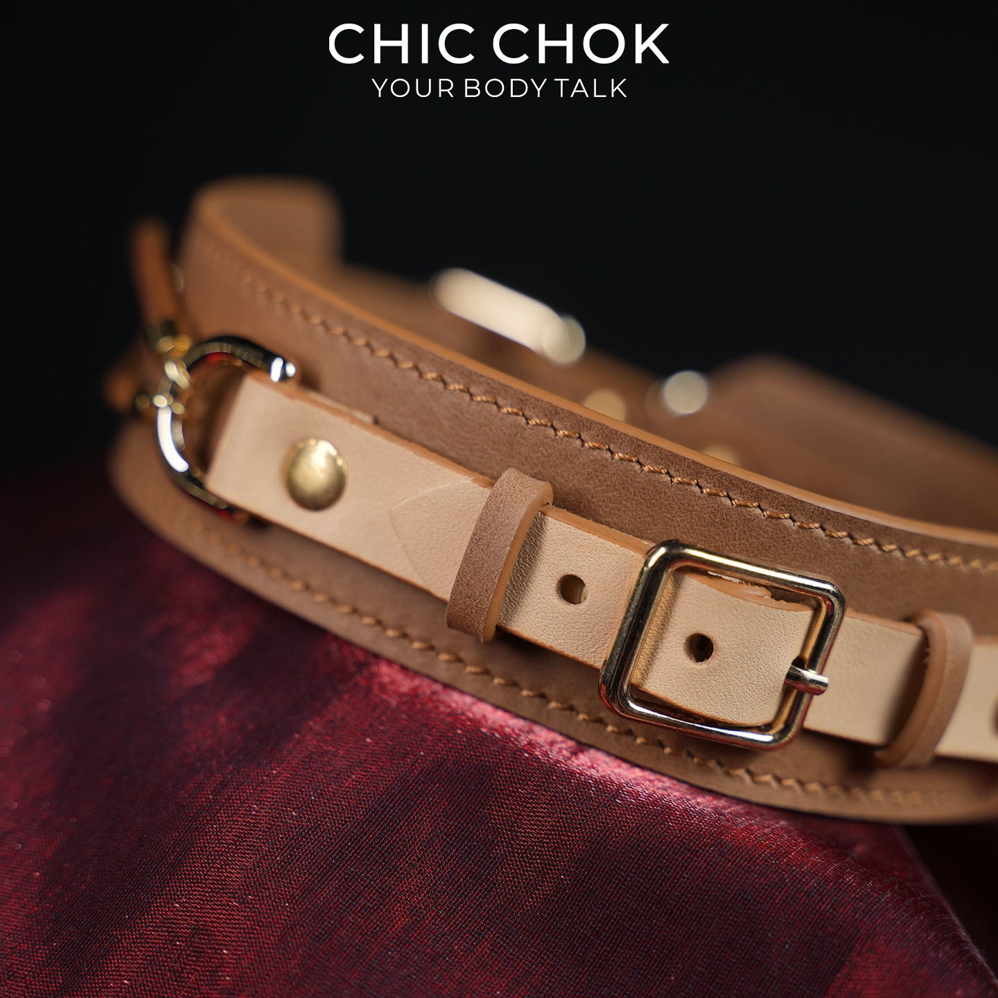 Gargantilha CHICCHOK Western Equestrian em couro legítimo | Colar com fivela harness retrô cowboy | Joia alternativa de luxo com cordão de couro marrom trançado