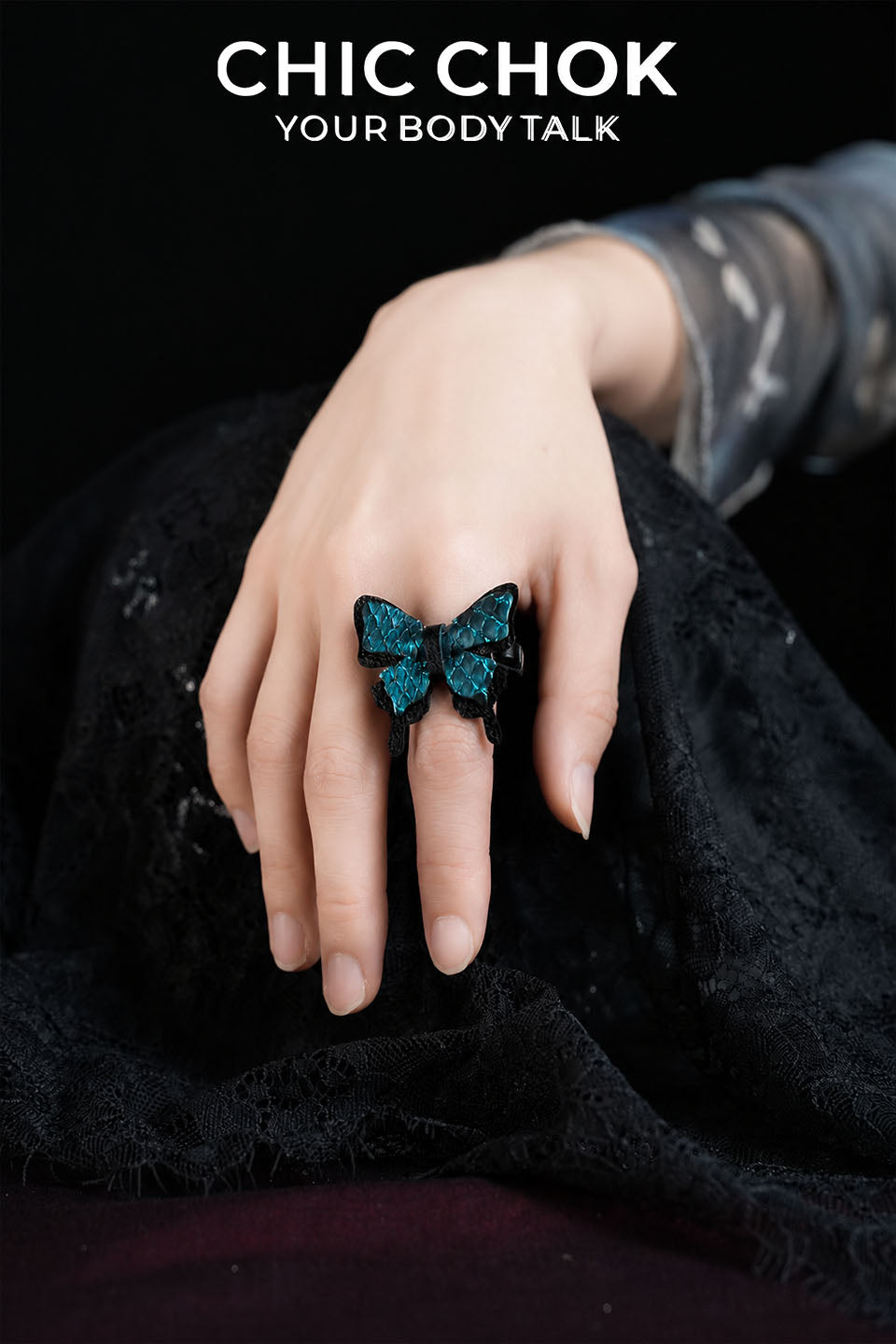 CHICCHOK Cute Bunny Ring | First-Layer Leather Animal Ring | Kawaii Goth Accessory