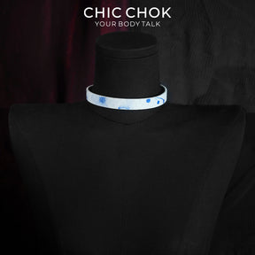 CHICCHOK Crimson Thorn Vine Genuine Leather Choker | Gothic Retro Red & Black Patterned Collar | Luxury Minimalist Cyber Goth Plain Band