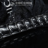 CHICCHOK Obsidian Spine Genuine Crocodile Leather Paddle | Luxury Exotic Crocodile Skin Spanker | Dark Erotica Gothic Fetish Bondage Toy