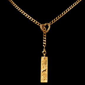 CHICCHOK Whispers of the Corona | Customized Tarot Major Arcana Y-Chain for the 12 Zodiac Signs | Heart-Shaped Clasp Vintage Gold Necklace | Dark Occult High-Street Accessories