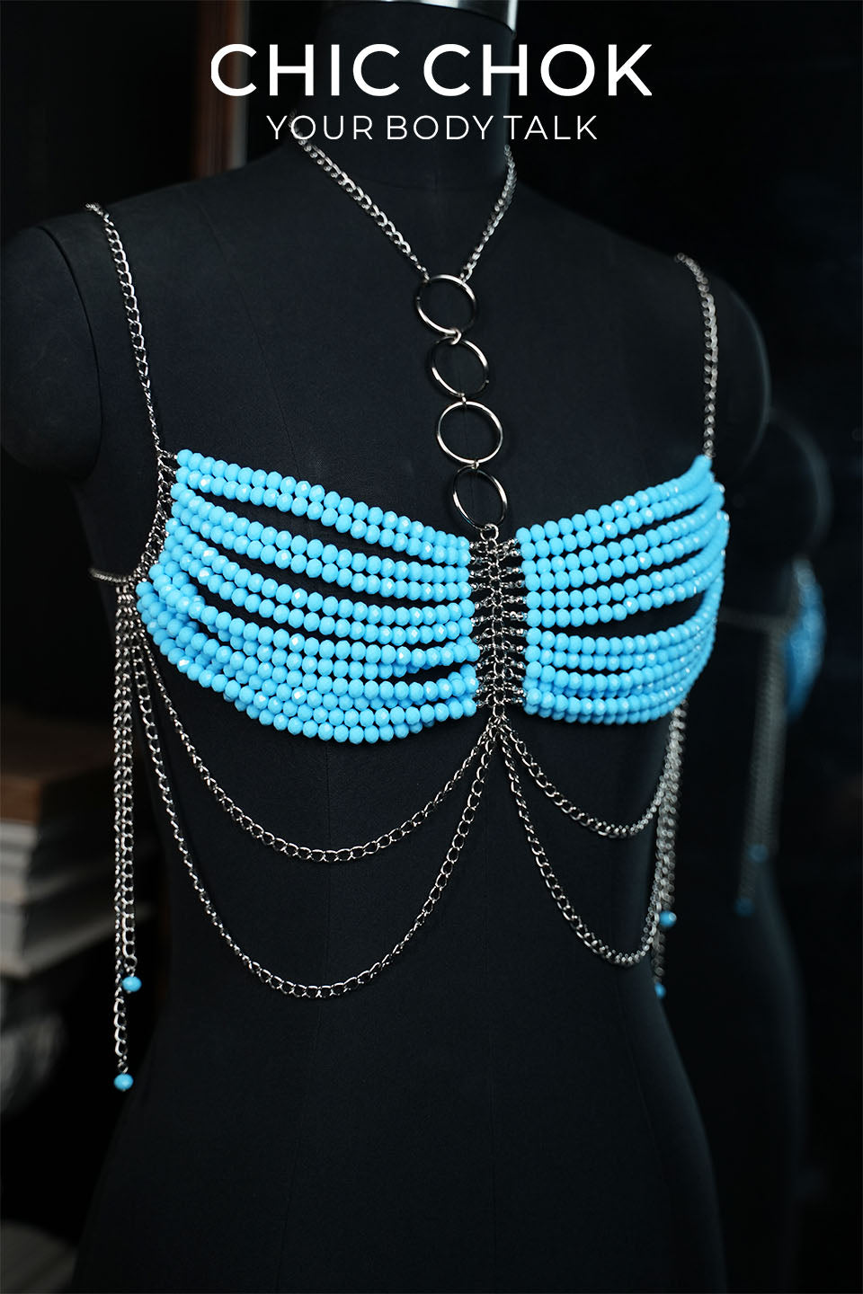 CHICCHOK Gypsy Kiss | Rote Kristall-Bralette-Body-Chain | Geschichtetes goldenes Boho-Harness