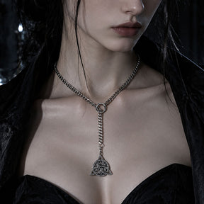 CHICCHOK "Boreal Knot" Celtic Triquetra Stainless Steel Y-Necklace | Wiccan Pentagram & Eye of Providence Drop Chain | Dark Pagan Gothic Streetwear Jewelry
