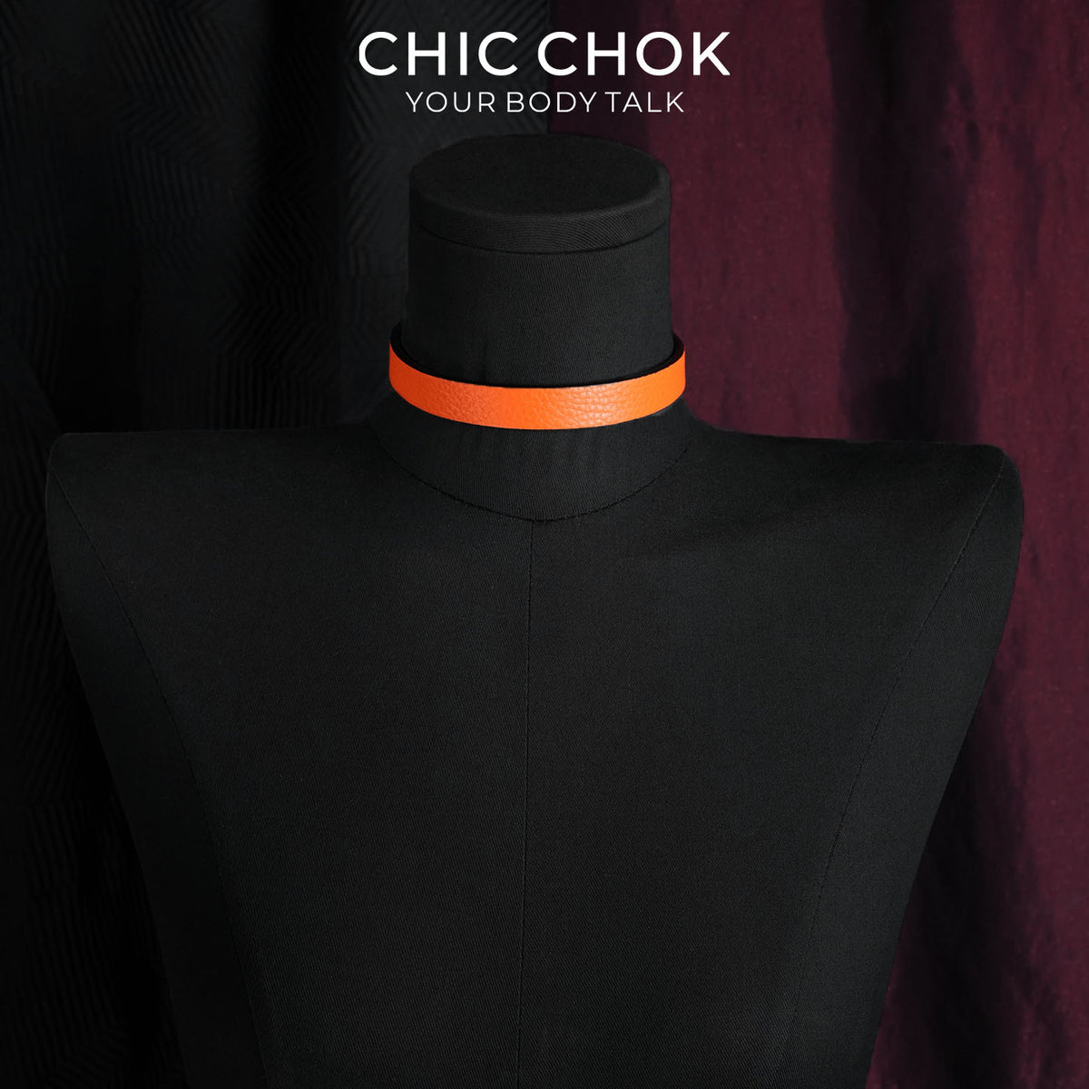 CHICCHOK Crimson Thorn Vine Genuine Leather Choker | Gothic Retro Red & Black Patterned Collar | Luxury Minimalist Cyber Goth Plain Band