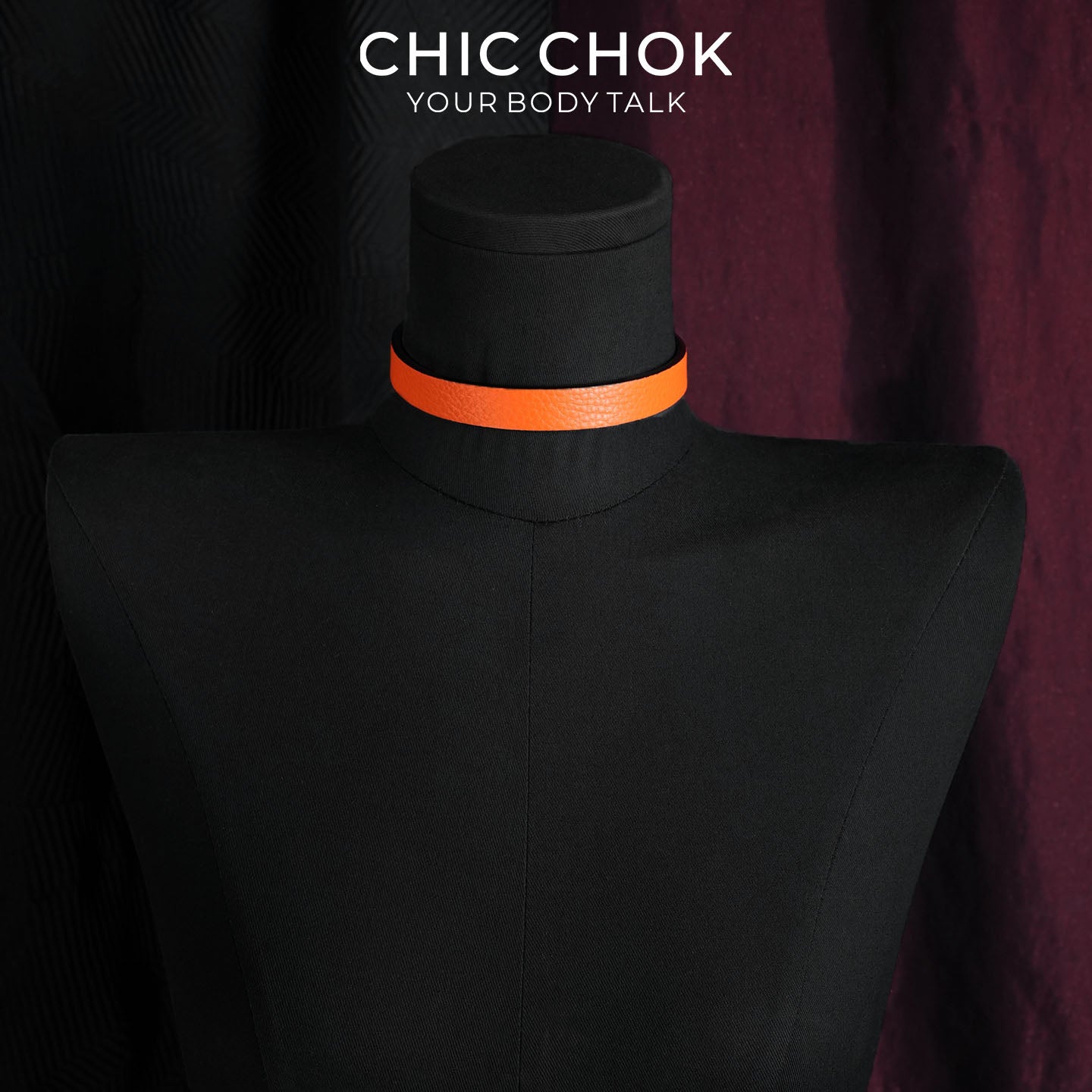 CHICCHOK Crimson Thorn Vine Genuine Leather Choker | Gothic Retro Red & Black Patterned Collar | Luxury Minimalist Cyber Goth Plain Band