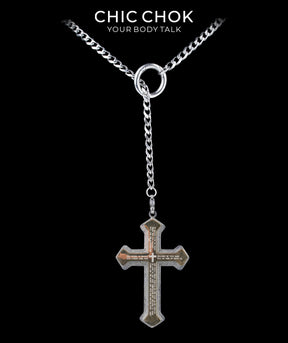 CHICCHOK Subversive Y-Lariat Chain Necklace | Gothic Stainless Steel Cuban Link Collar
