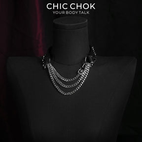 CHICCHOK Gothic Stigmata Choker | Top-Grain Genuine Leather Hollow Flame Pendant Necklace | Cyber Wasteland Industrial Collar