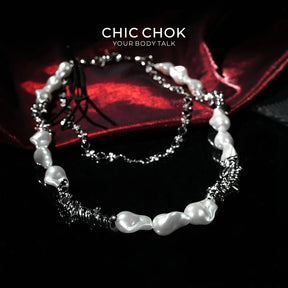 [Rebellious Baroque] Alien Pearl Double-Layer Trouser Chain - CHICCHOK - pants chain