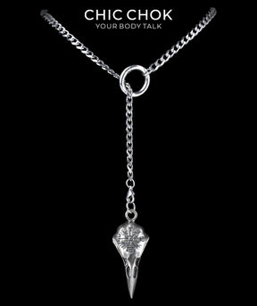CHICCHOK Subversive Y-Lariat Chain Necklace | Gothic Stainless Steel Cuban Link Collar