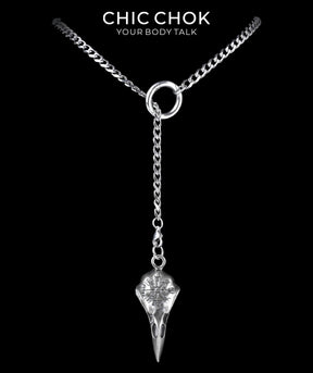 CHICCHOK Subversive Y-Lariat Chain Necklace | Gothic Stainless Steel Cuban Link Collar