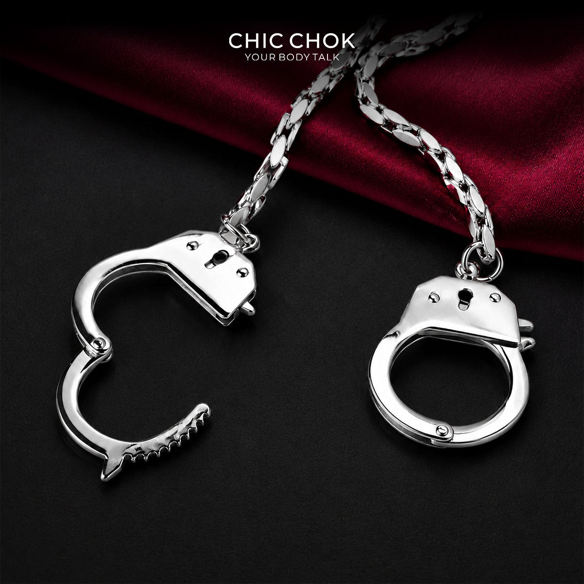 CHICCHOK Unbound Dual Rings 手錠ネックレス｜デタッチャブル ステンレススチール 二重レイヤーチョーカー｜サブバーシブ Y2K インダストリアルパンク マルチウェア Yラリエットチェーンジュエリー・敏感肌対応